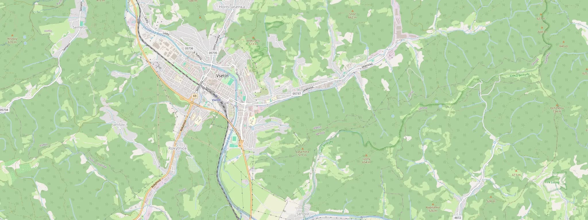 Mapa Vsetína